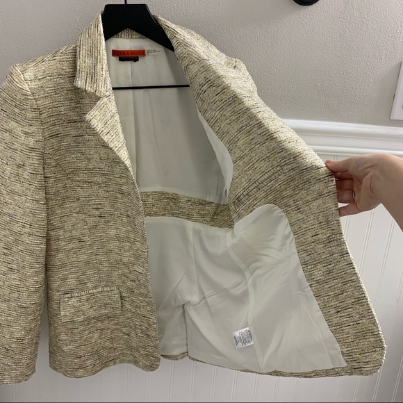 ALICE + OLIVIA Gold Metallic Tweed Knit Single Button Blazer Small C207-225-513 - Picture 6 of 15